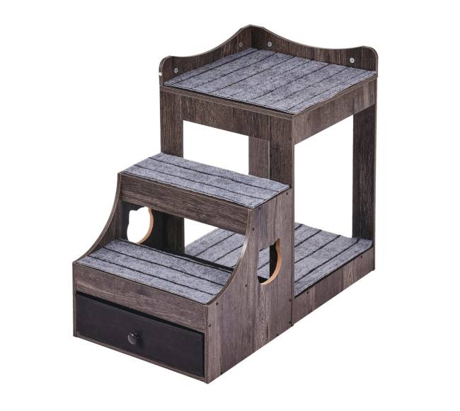 Gyvūnų lova su laipteliais ir laikymo erdve8