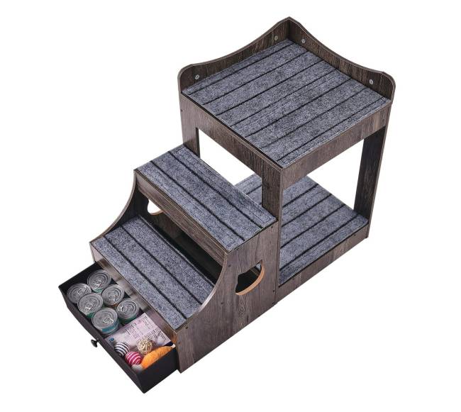 Gyvūnų lova su laipteliais ir laikymo erdve10