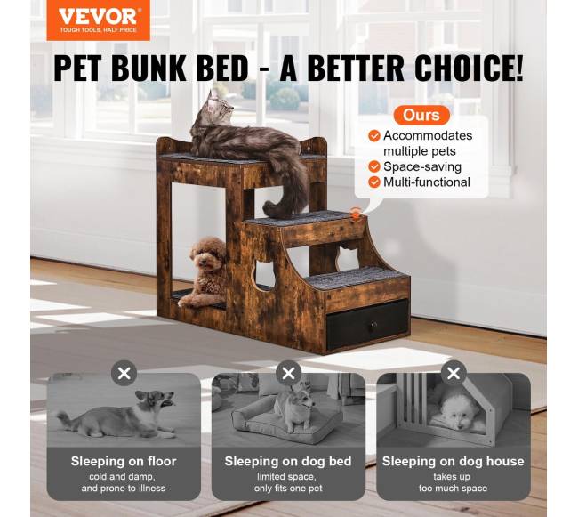 Gyvūnų lova su laiptais ir laikymo vieta1