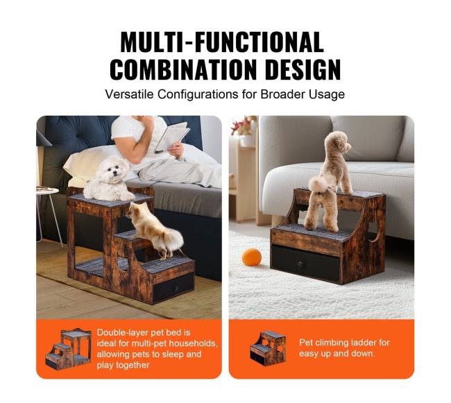 Gyvūnų lova su laiptais ir laikymo vieta2