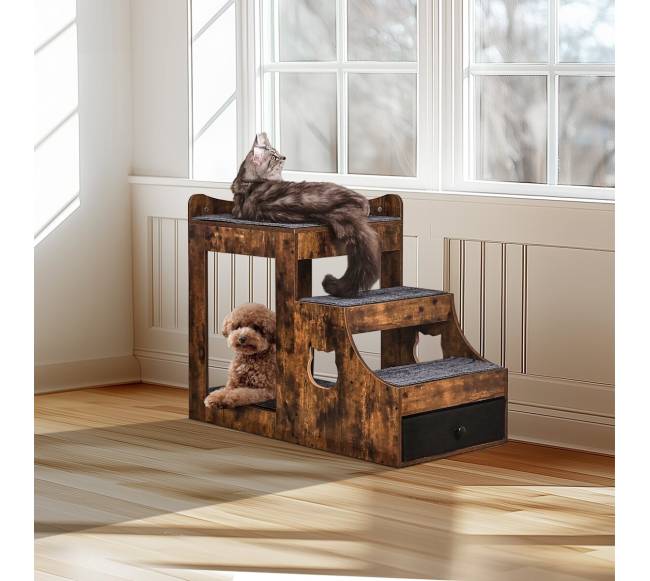 Gyvūnų lova su laiptais ir laikymo vieta7