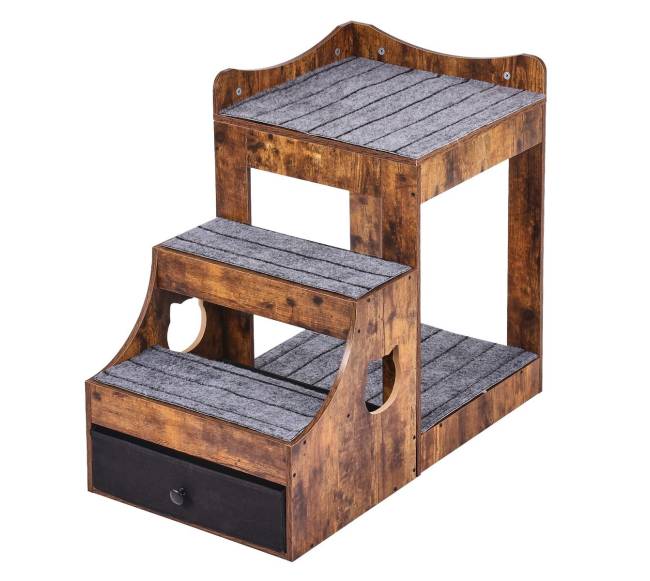 Gyvūnų lova su laiptais ir laikymo vieta8