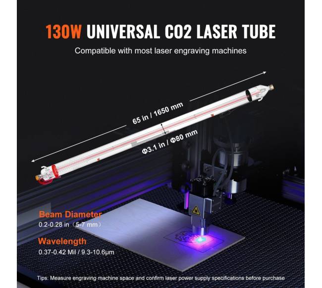 130W CO2 lazerio vamzdis 1650 mm pjovimo lazeriu2