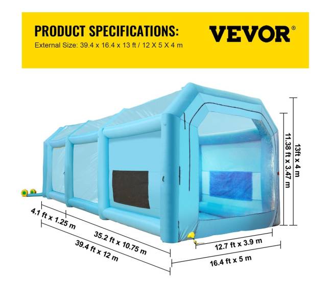 Pripučiamas 12x5x4 m dažymo paviljonas6