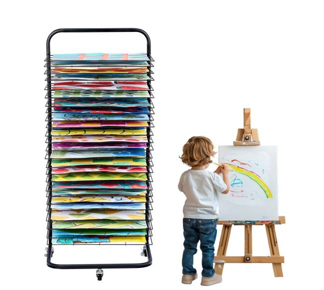 Meno džiovyklė su 25 lentynomis ir ratukais0