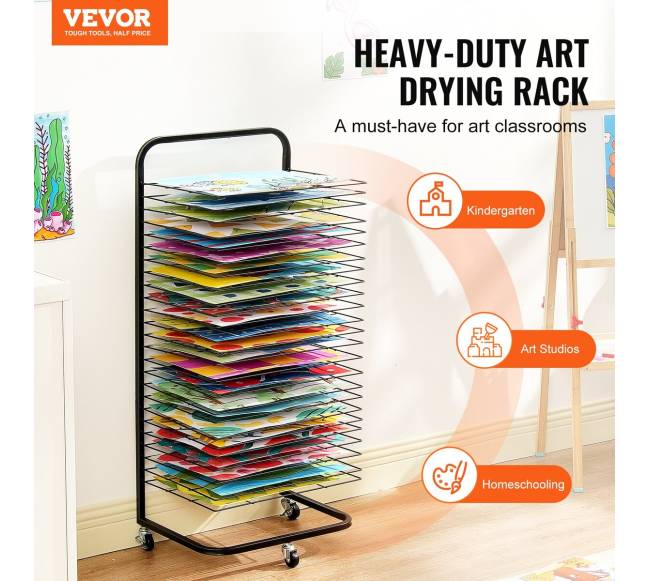 Meno džiovyklė su 25 lentynomis ir ratukais1