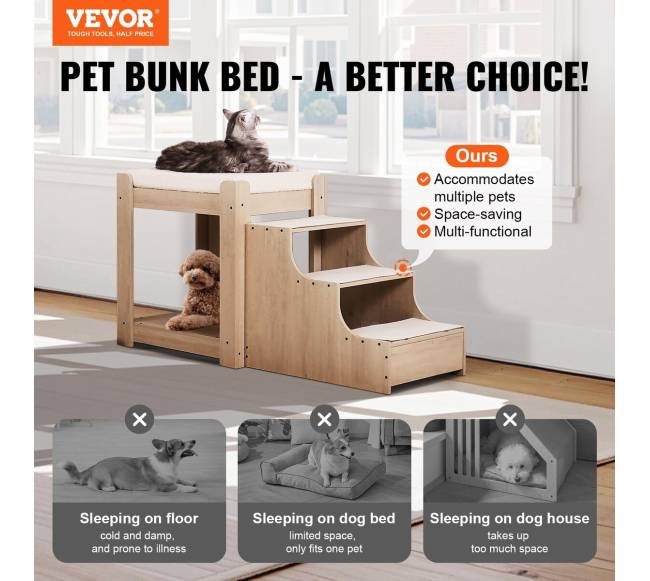 Gyvūnų dviaukštė lova su laipteliais1