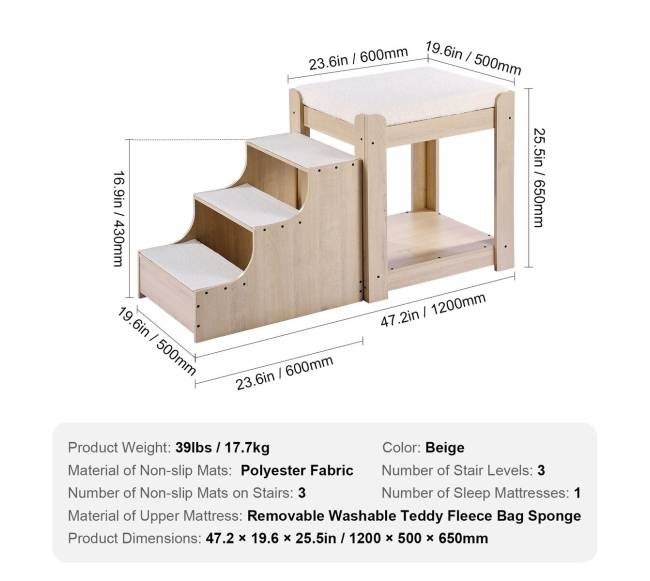 Gyvūnų dviaukštė lova su laipteliais6