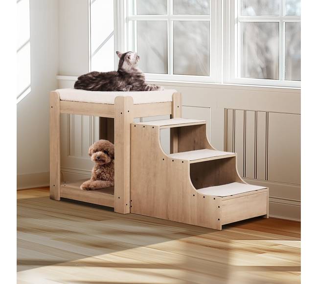 Gyvūnų dviaukštė lova su laipteliais7