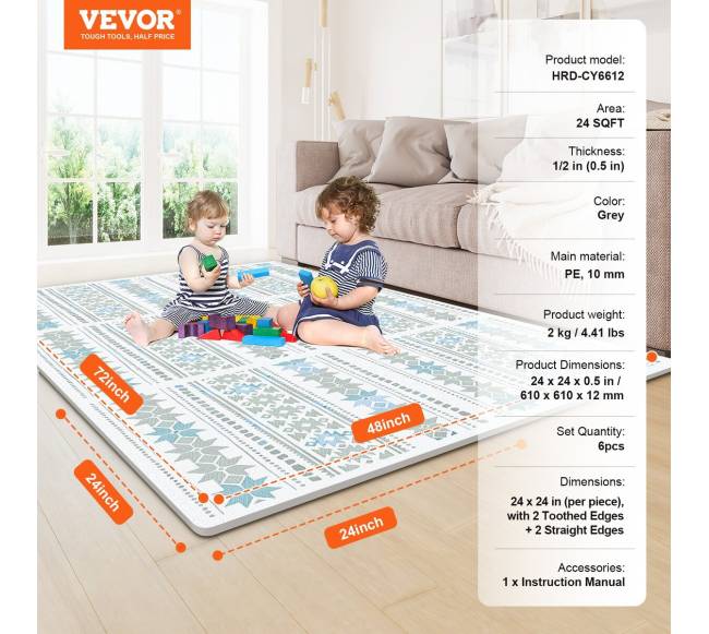 Vaikiškas minkštas dėlionės kilimėlis 6 vnt.6