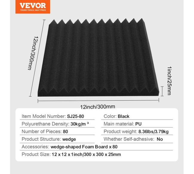 Studijos akustinės putos 80 vnt. 30x30 cm6