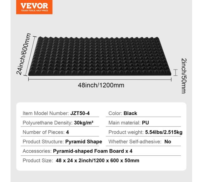 Garso izoliacinės putos, 4 vnt., 120 x 60 x 5 cm6