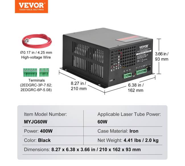 60W CO2 lazerio maitinimo šaltinis6