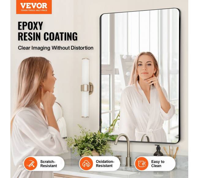 Kvadratinis sieninis veidrodis su aliuminio rėmu 60x90 cm1