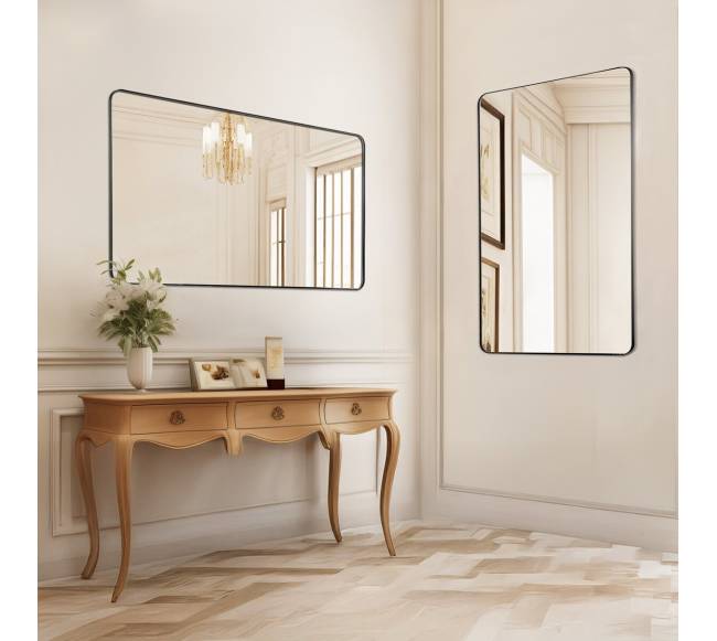 Kvadratinis sieninis veidrodis su aliuminio rėmu 60x90 cm7