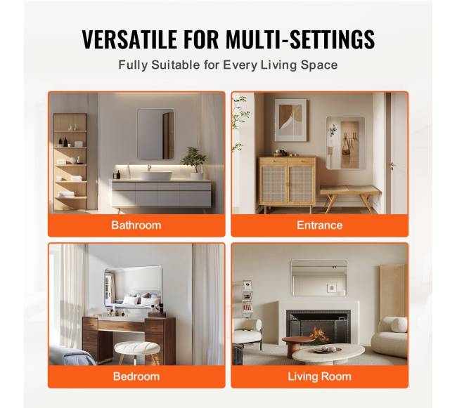 Kvadratinis sieninis veidrodis su aliuminio rėmu4