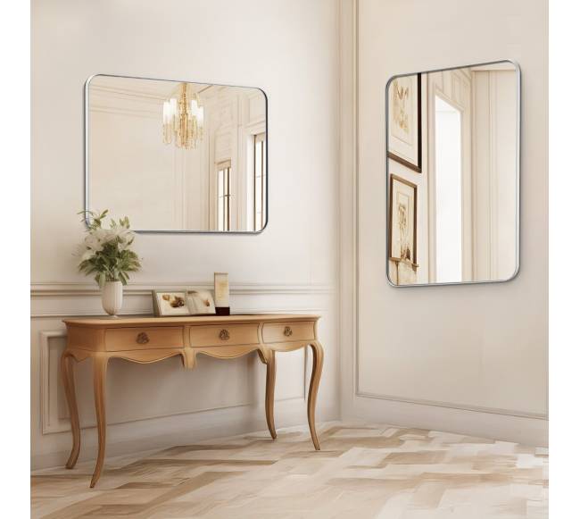 Kvadratinis sieninis veidrodis su aliuminio rėmu7