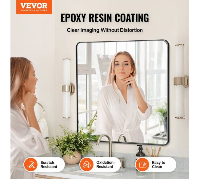 Kvadratinis sieninis veidrodis su aliuminio rėmu1