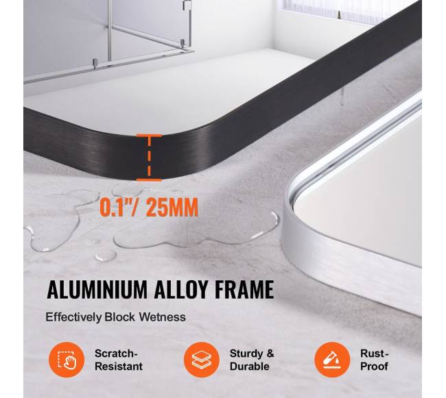 Kvadratinis sieninis veidrodis su aliuminio rėmu3