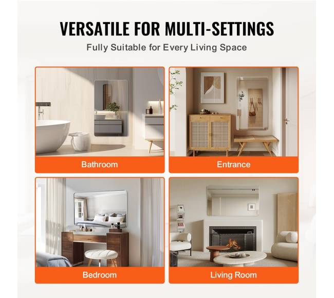 Kvadratinis sieninis veidrodis su aliuminio rėmu4