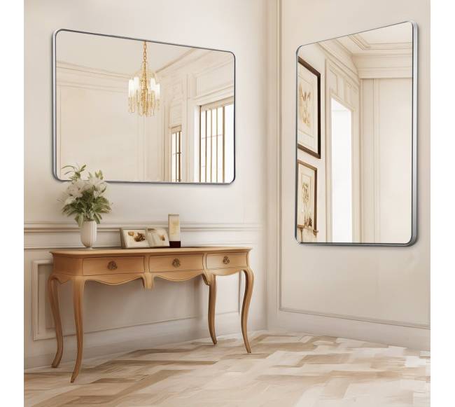 Kvadratinis sieninis veidrodis su aliuminio rėmu7