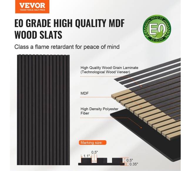 Medinės grotelės garso izoliacijai, juodas ąžuolas1