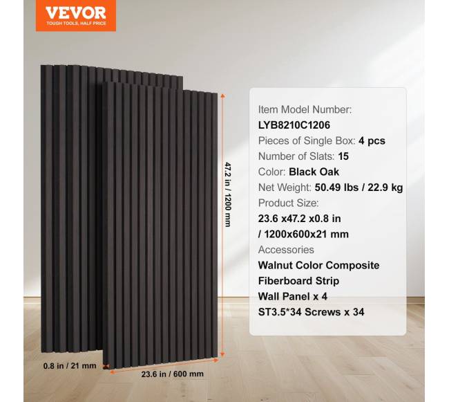 Medinės grotelės garso izoliacijai, juodas ąžuolas6