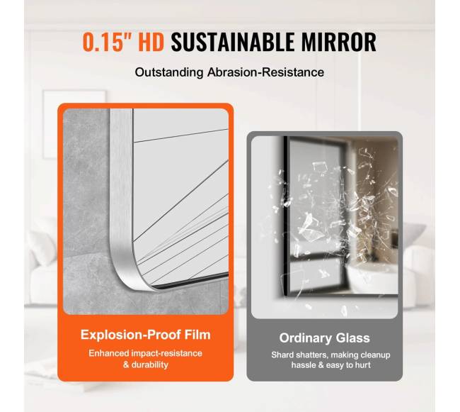 Kvadratinis sieninis veidrodis su aliuminio rėmu2