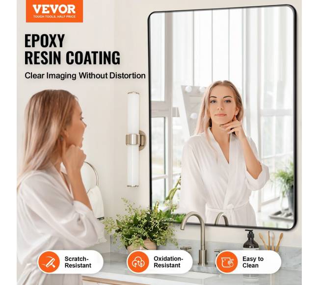 Kvadratinis veidrodinis sieninis veidrodis su aliuminio rėmu1