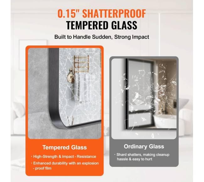 Kvadratinis veidrodinis sieninis veidrodis su aliuminio rėmu2