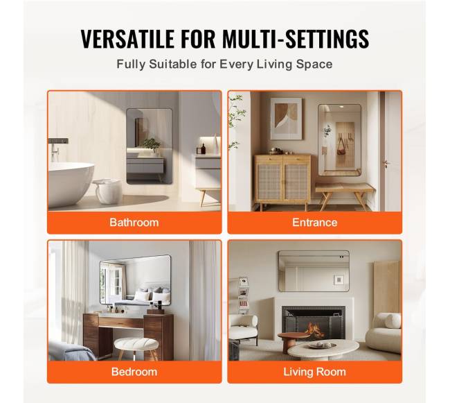 Kvadratinis veidrodinis sieninis veidrodis su aliuminio rėmu4