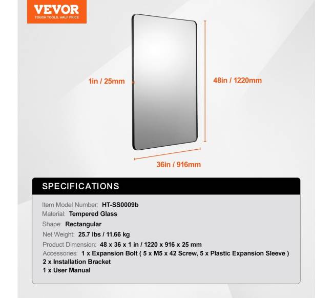 Kvadratinis veidrodinis sieninis veidrodis su aliuminio rėmu6