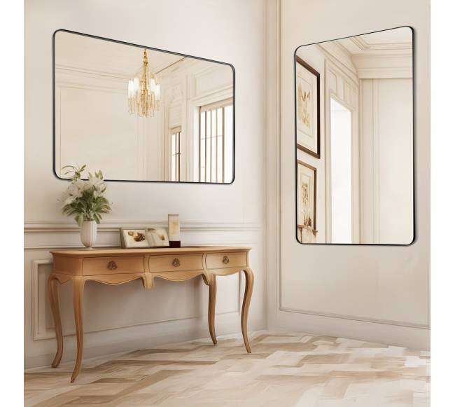 Kvadratinis veidrodinis sieninis veidrodis su aliuminio rėmu7