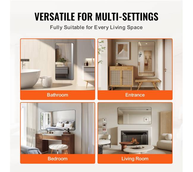 Kvadratinis sieninis veidrodis su aliuminio rėmu4