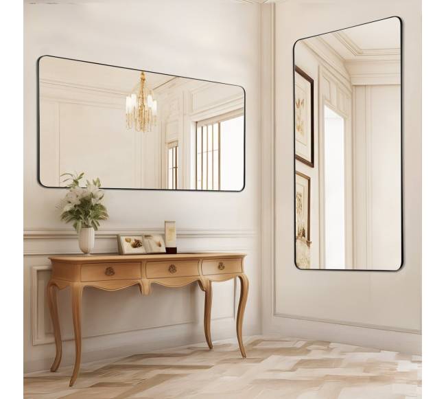 Kvadratinis sieninis veidrodis su aliuminio rėmu7