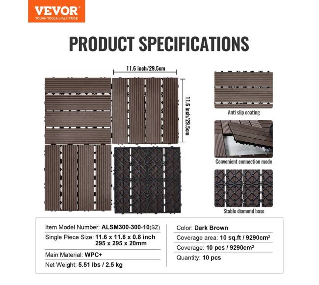 Terasos plytelės sujungimui plastikas Mediena 10 vnt.6