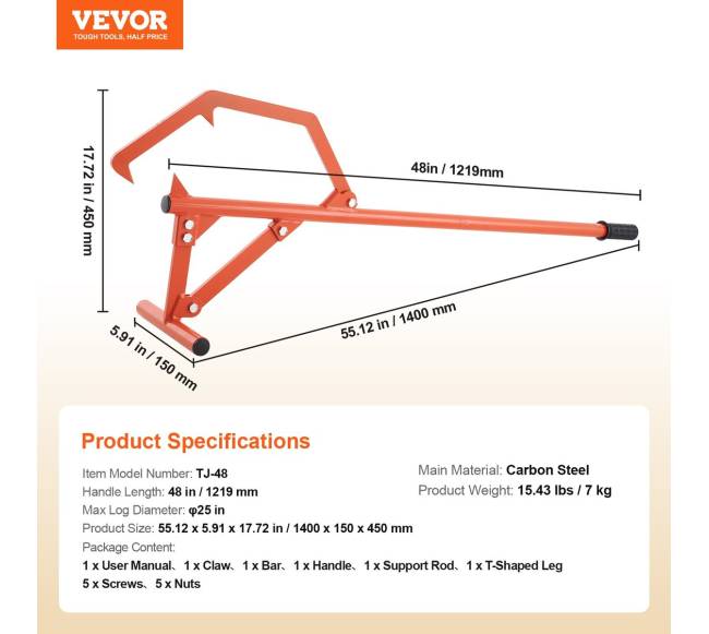 Rąstų kėliklis iki 63,5 cm skersmens6