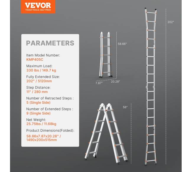 Ištraukiamos kopėčios 16.7 FT su rėmu6