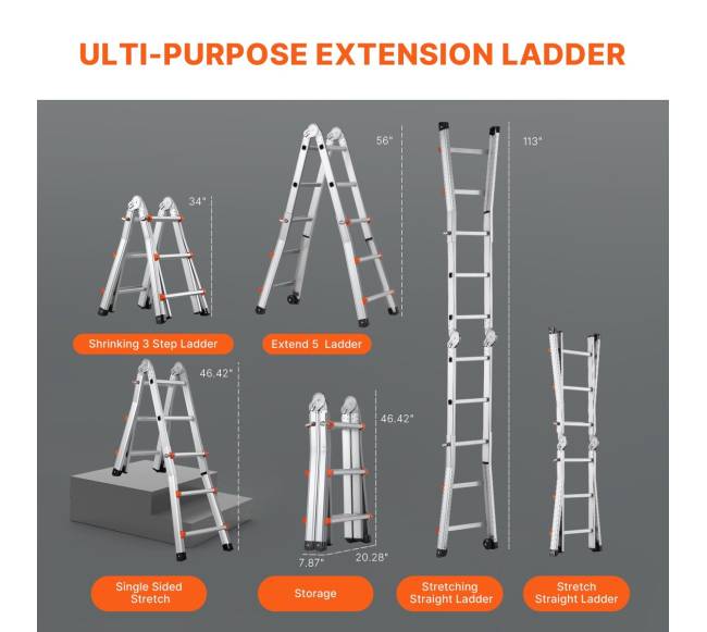 Teleskopinės kopėčios 2,9 m, atlenkiamos3