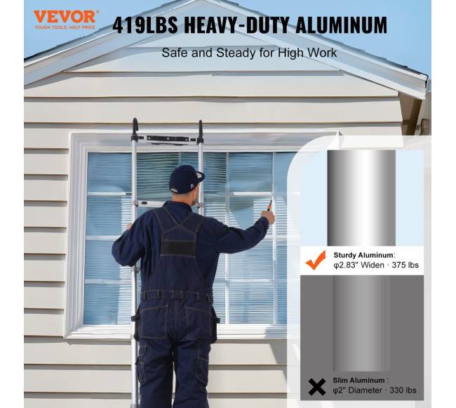 Teleskopinės kopėčios 5 m su kelių mygtukų sutraukimu1