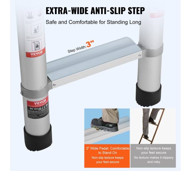 Teleskopinės kopėčios 5 m su kelių mygtukų sutraukimu2