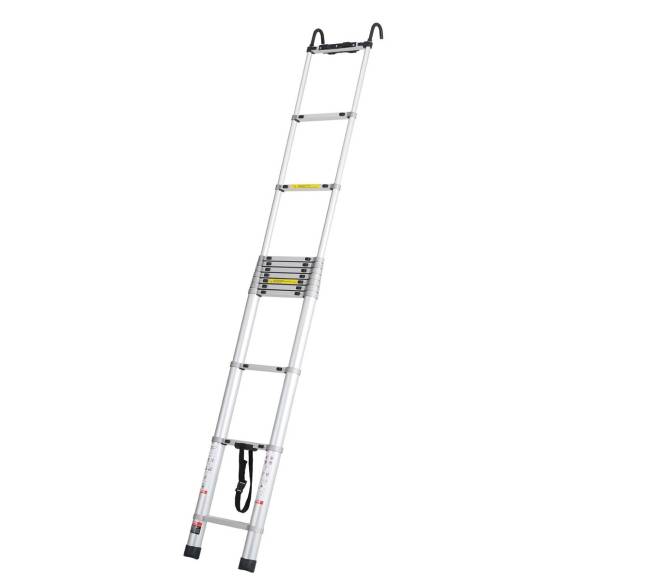 Teleskopinės kopėčios 5 m su kelių mygtukų sutraukimu8