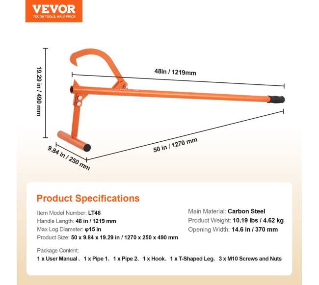 Medinis caro kirtimo įrankis 121,9 cm rankenėlė6