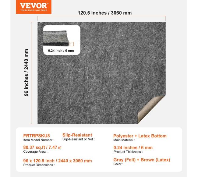 neslystantis kilimėlis 8 x 10 visoms grindims6