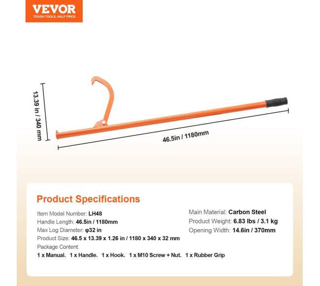 Rąstų vartytuvas 118 cm iš anglies plieno6