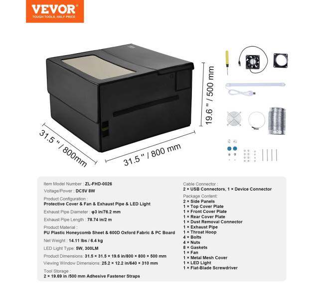 Lazerinio graviruoklio apsauga 800 x 800 x 500 mm6