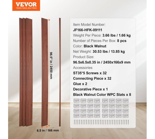 Medinio skliauto akustinės plokštės 8 vnt, juodas graikinis riešutmedis6