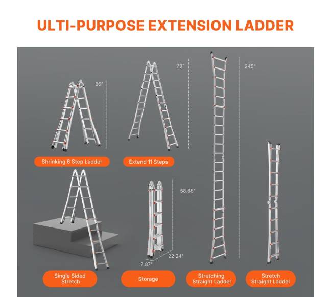 Teleskopinis kopėčių A rėmas 6 metrų3