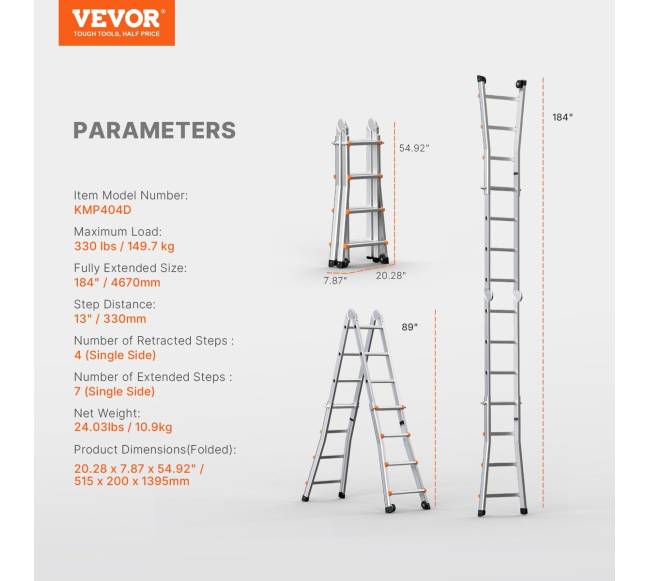 15 ft teleskopinės kopėčios darbams6