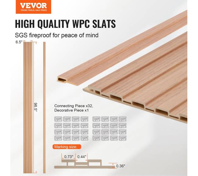 Medinės akustinės sieninės plokštės, 8 vnt., 245x16 cm1